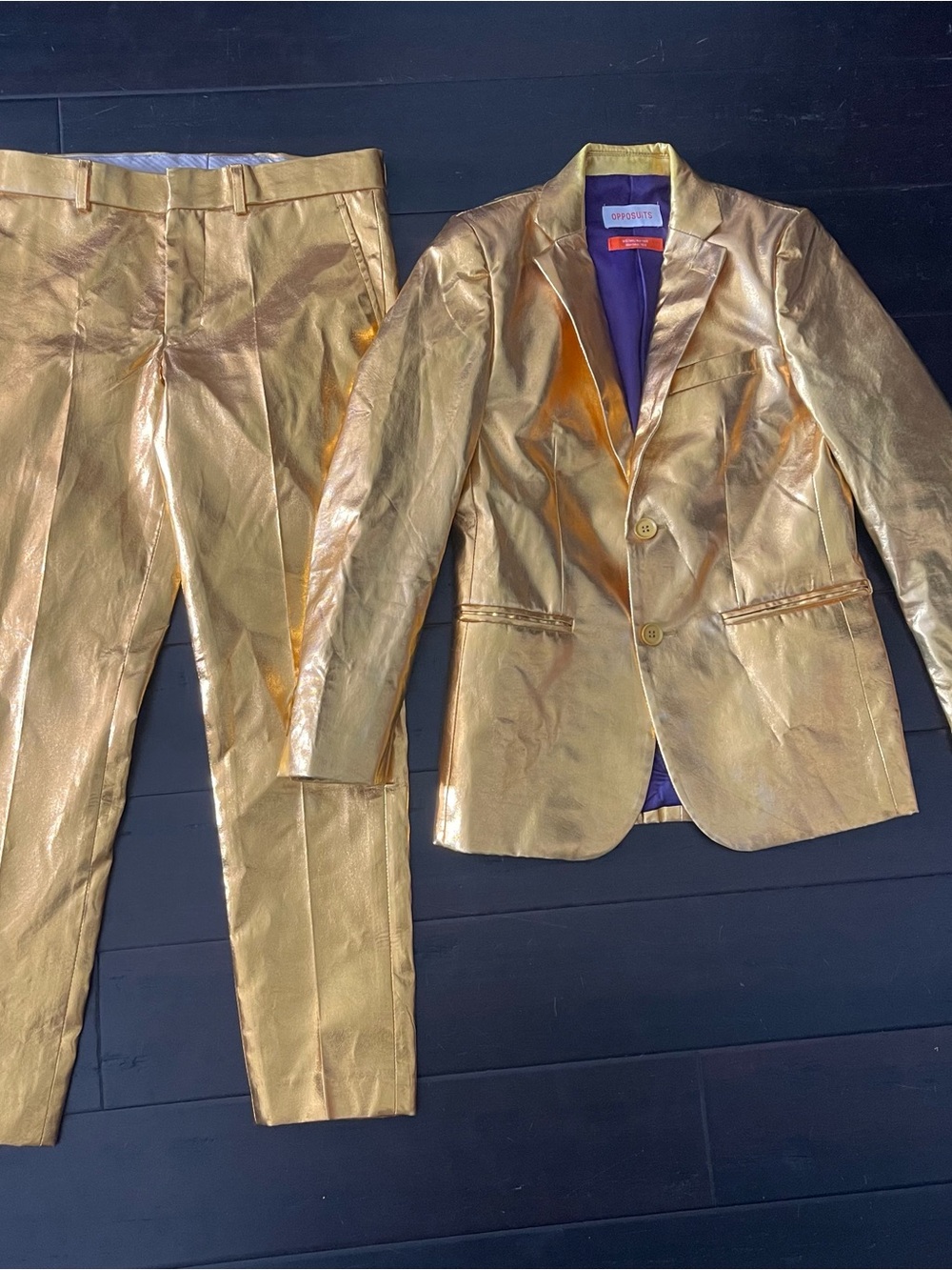 OppoSuits Groovy Gold Metallic Boys Size 12 Suit Party Jacket and Pants Set